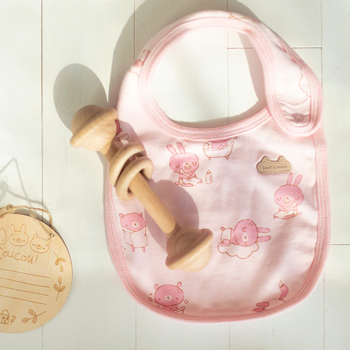 Coffret cadeau rose et crème « Le Classique » (8 pièces), naissance - Image 11