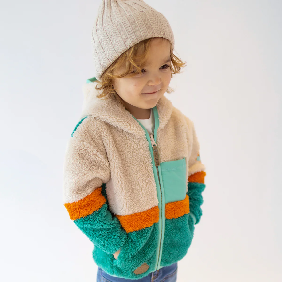 Veste en peluche blocs de couleur, bébé - Image 3